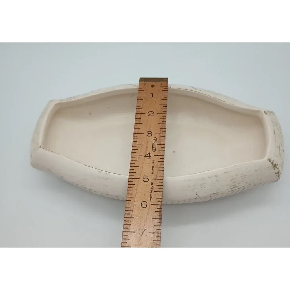 Vtg McCoy Rectangular Console Bowl Planter White Gold Accent